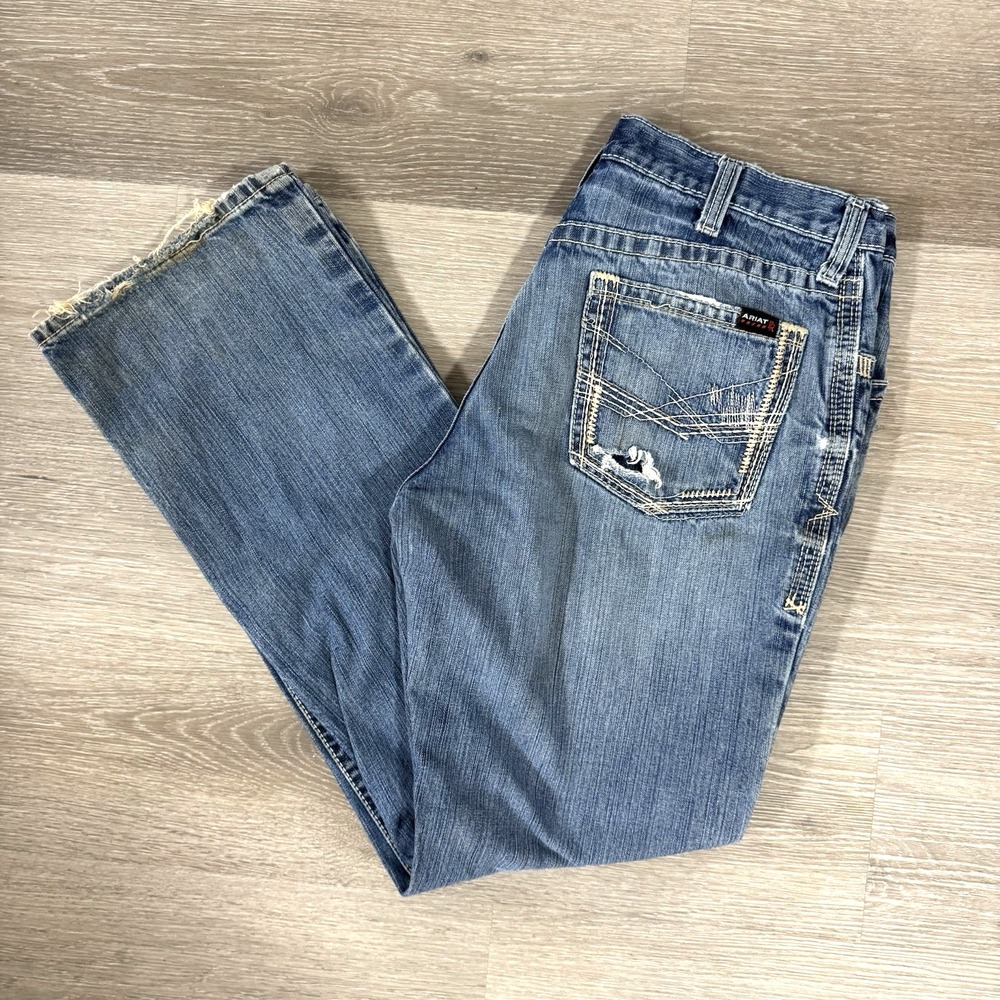 Ariat M4 FR Fire Resistant Relaxed Fit Bootcut Hvy Distressed Jeans Men's 35x33